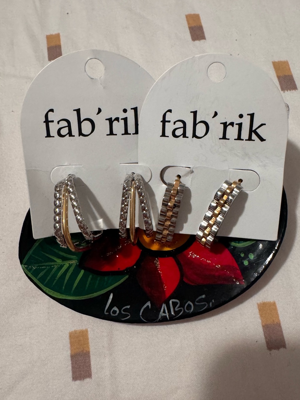 fab'rik Two-Tone Silver and Gold Hoop Earrings Set